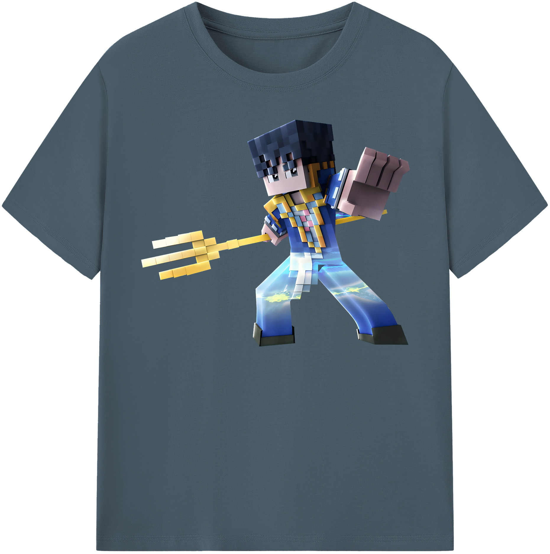 （画像用） マインクラフト ブロックの世界 Minecraft MC Block world 綿100％半袖Tシャツ（フロントプリント）
